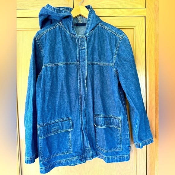 Vintage Bill Blass Hooded Denim Zip Front Jacket / Pockets / Medium - Picture 1 of 12